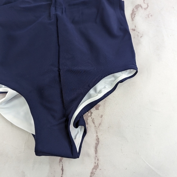 ADAY Swimsuit Women For The Win Reversible Navy White One Piece High Neck - Picture 11 of 14